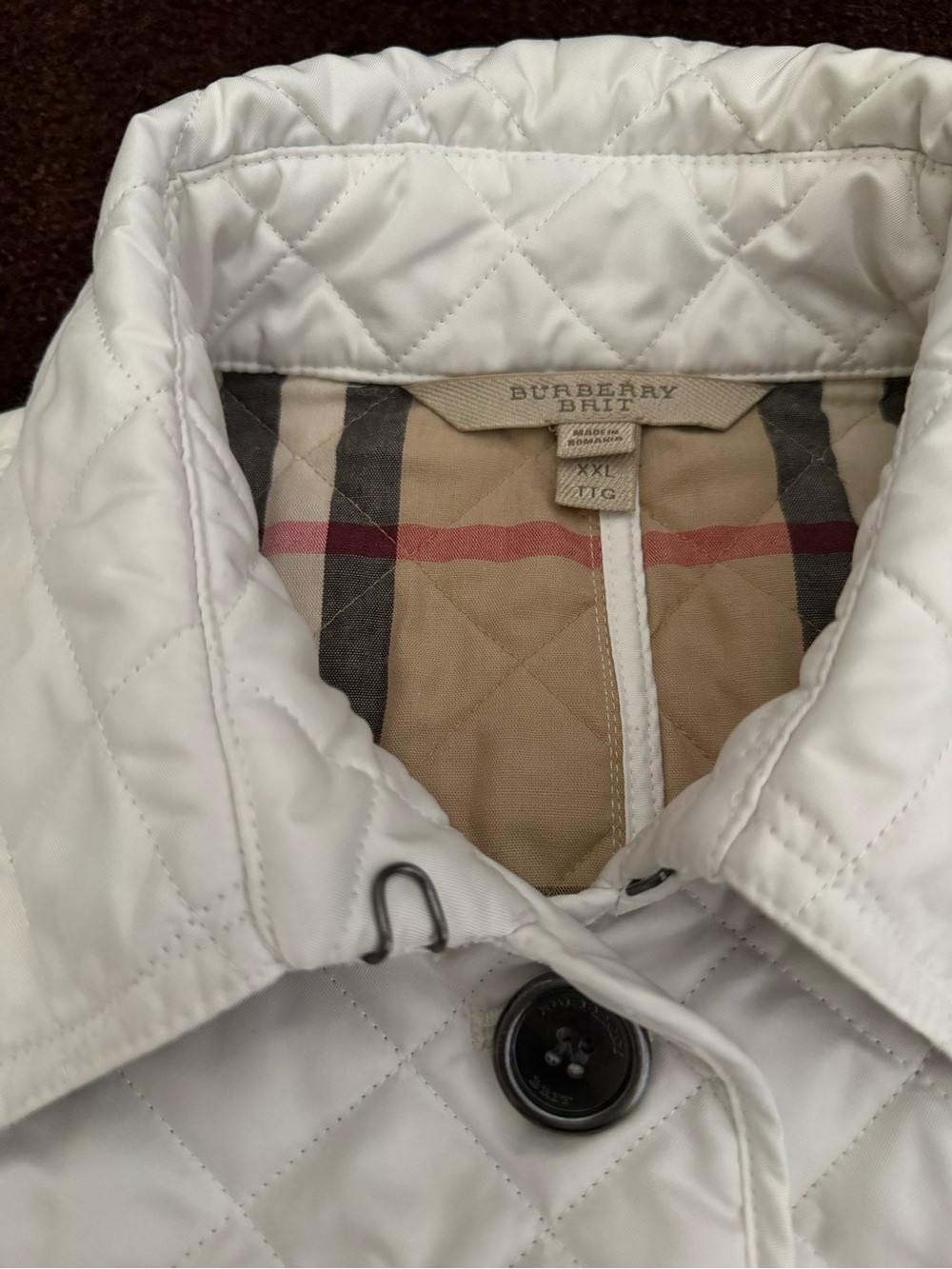 BURBERRY BRIT Chalk White Classic Quilted Nova Check Jacket Coat XL/XXL $980 - Picture 9 of 15